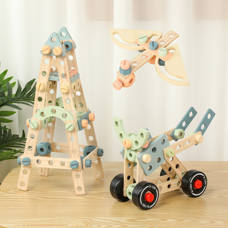 DIY螺母拼装木质创意玩具