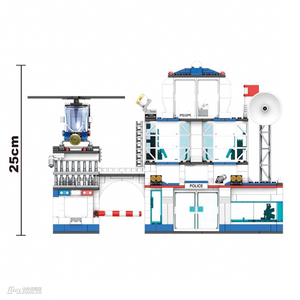 沃马玩具C0603派出所建筑积木套装定制玩具儿童diy模型