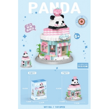 新款益智拼装熊猫蛋糕店 1013PCS